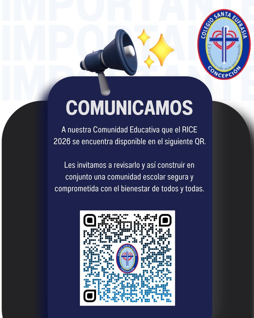 Compartimos el QR actualizado para revisar Reglamento Interno de Convivencia Escolar - RICE 2026